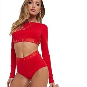 NWT SAVAGE x FENTY Red Long Sleeve Crop Top XS